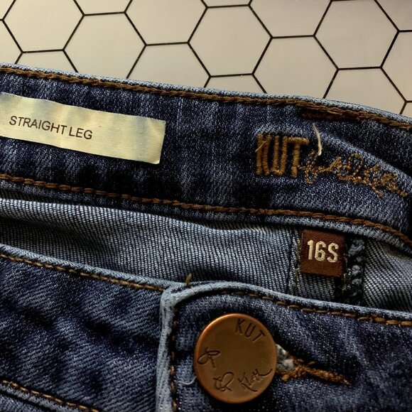 Kut from the Kloth Jeans Womens 16 S Mid Rise Dark Wash Straight Leg Denim 36x29 - Picture 3 of 9